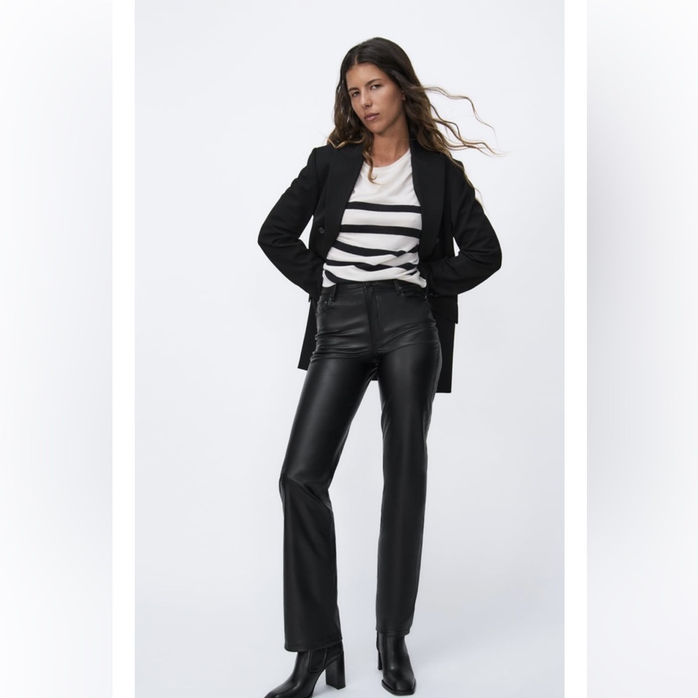 Zara faux leather 90,s wide leg pants